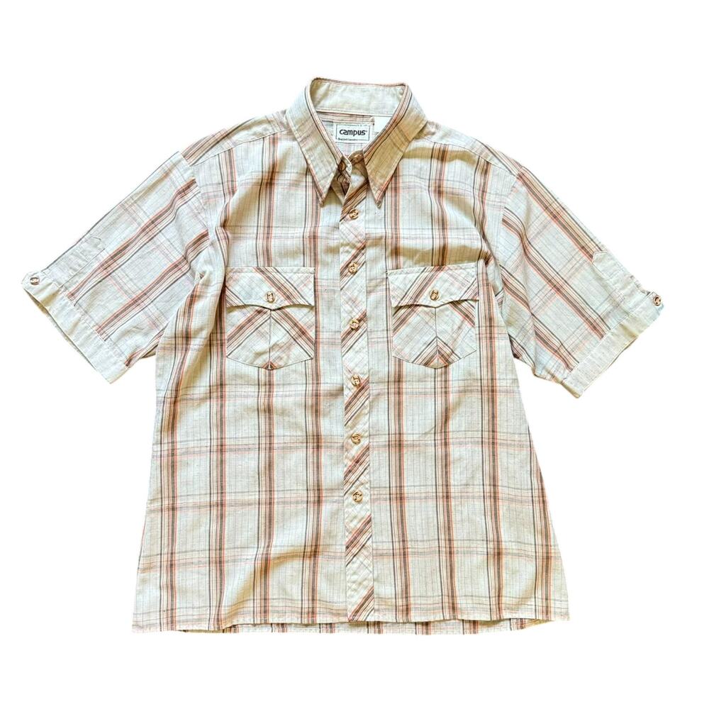 Campus Vintage 80s Plaid Button Up Shirt Rugged Country L